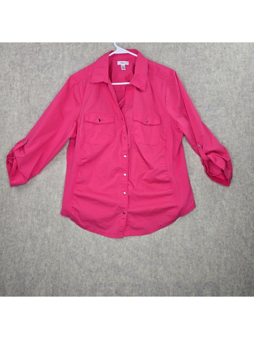 Croft & Barrow Womens Button-Down Shirt Coral Pink XL Cotton Blend
